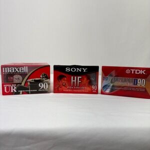 Lot‎ of 10 Sealed Blank Cassette Tapes Maxell Sony TDK 90 Minute Normal Bias